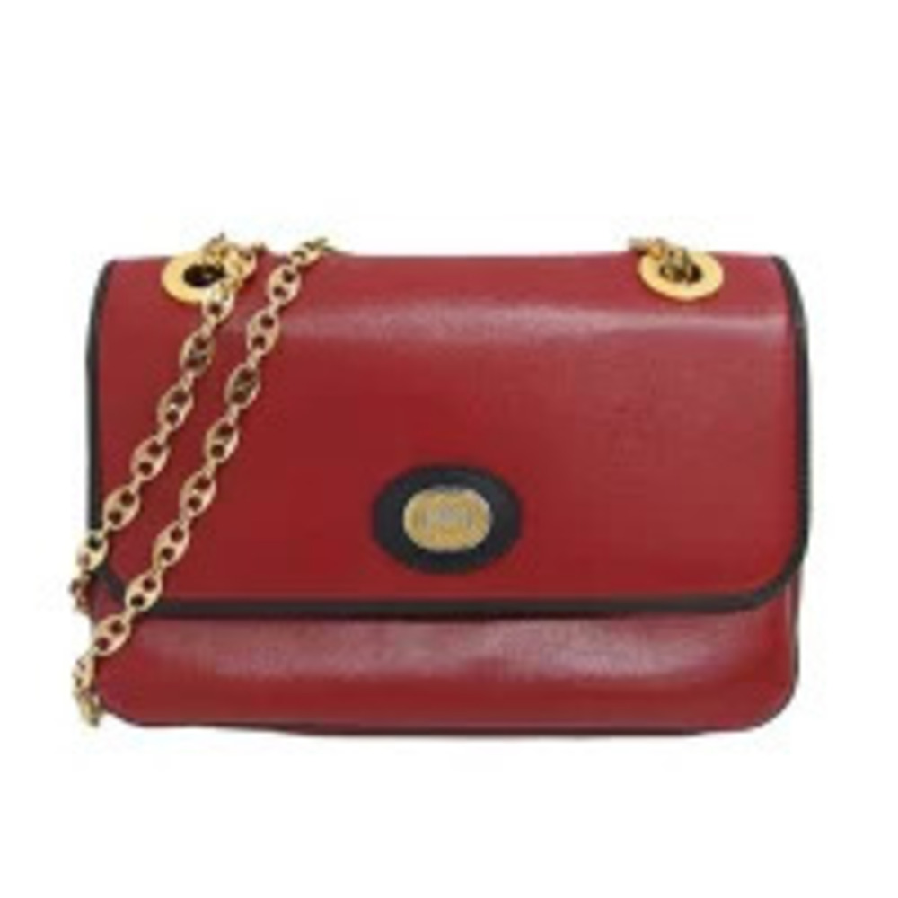 Gucci Marina Chain Shoulder Bag Leather Red B